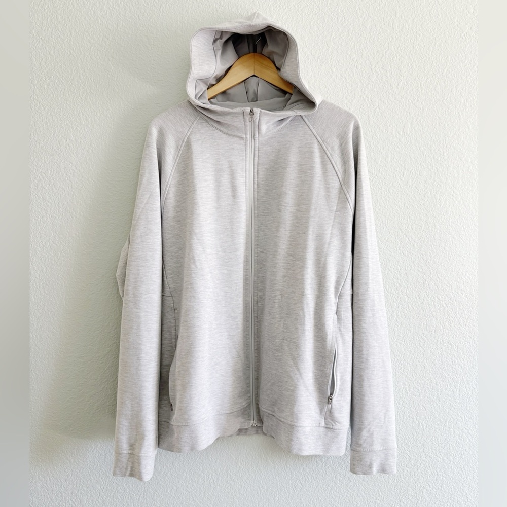 Lululemon City Sweat Full Zip Hoodie Heathered Ultra Light Grey Sea Salt Size XL